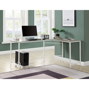 Gray and <b>White</b> L-Shape Rectangular <b>Computer</b> <b>Desk</b> - Product Image 2