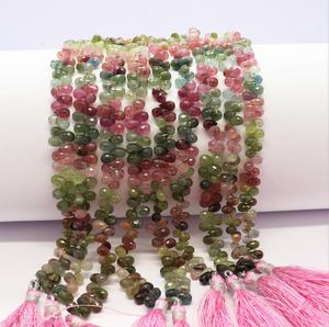 Natural Multi Tourmaline Faceted Tear Shape <b>Beads</b> 4x6-5x7 MM Multi Color Gemstone Drop <b>Beads</b> 8 Inch Strand High Quality <b>Beads</b> - Product Image 2