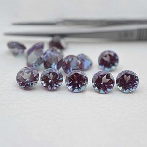 Piedra preciosa suelta de corte brillante redondo de Alejandrita cultivada en laboratorio rara de 6mm para joyería de plata, personalización de Alejandrita disponible - Product Image 4