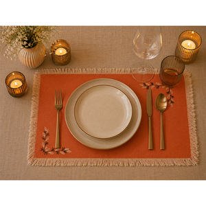 Premium Cotton Printed <b>Placemat</b> with Embroidery & Fringe | Decorative Table Mat - Product Image 2