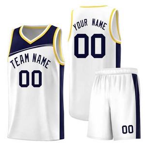 Ensemble de maillots de basket-ball unisexe noir et jaune, col en V, sans manches, en maille sublimée respirante, taille élastique, nom de l'équipe adulte 00 - Product Image 2