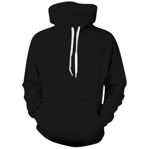 Sweat-shirt à capuche en molleton uni pour homme, coupe classique, tissé respirant, décontracté, manches longues, noir, service OEM - Product Image 4