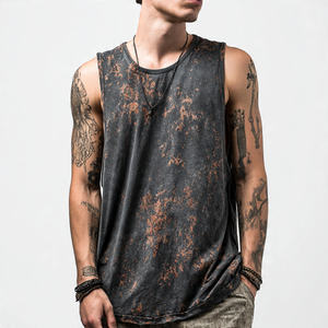 เสื้อยืดคอกลมย้อมสีแบบแอซิดวอชสำหรับผู้ชาย เสื้อยืดสตรีทวอชแบบย้อมสีหิน เสื้อยืดคอกลมย้อมสีแบบแอซิดวอชสำหรับผู้ชาย - Product Image 2