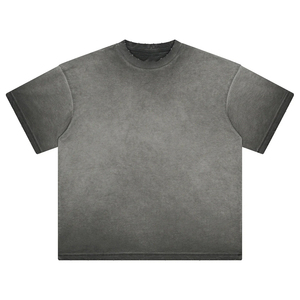 Manufacturer Custom High Quality Women 300gsm Gray Distressed Acid Washed Blank Cropped Boxy <b>t</b> Shirt - Product Image 5