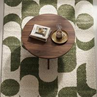 Moderner Abstrakter Geometrischer Shaggy Teppich Grün und Elfenbein Geschwungenes Muster Plüsch Weicher Teppich für Wohnzimmer Schlafzimmer Heim-Dekoration