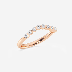 <b>Dainty</b> Floating Diamond Wave <b>Ring</b> Featuring 1/3CTW Round Lab Grown Diamonds Curved Stackable Band Stylish Everyday Jewelry - Product Image 2