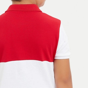 Polo pour garçons, manches courtes, à blocs de couleur, rayé, tricoté, décontracté, coupe classique, rouge et blanc - Product Image 5