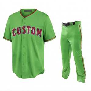 Ensemble de pantalon et maillot de baseball vert lime, impression sérigraphique, 100% polyester, vêtements respirants à taille élastique, col rond, séchage rapide - Product Image 1