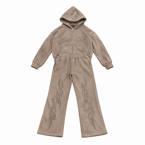 Custom Oversized Streetwear <b>Sweatsuit</b> Men <b>Women</b> Cotton Fleece Hoodie Jogger Set OEM ODM Logo Printed Premium Quality - Product Image 1