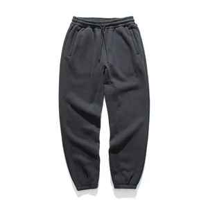 Men's Black Fleece Sweatpants Elastic Waist Drawstring Casual Joggers Side Pockets Midweight Autumn Wear - Product Image 1