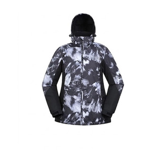 Combinaison de ski unisexe pour femme, légère, imperméable 10 000 mm, imprimée, à capuche, avec fermeture éclair, rembourrée en coton PP, noire, polyester/nylon, adulte - Product Image 3