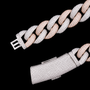 High Quality 18K <b>Solid</b> Gold Cuban Link Chain <b>Necklace</b> with Round Brilliant Cut Moissanite Full Iced Design Unisex Stylish Chain - Product Image 3