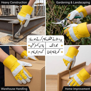 Gants de sécurité en cuir de vachette de haute qualité certifiés CE, renforcés, résistants à la chaleur, anti-coupure/anti-dérapants pour le travail industriel - Product Image 4