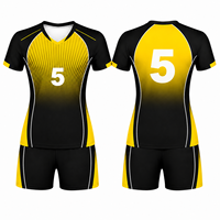 Ensemble d'uniformes de volley-ball personnalisés en polyester sublimé pour femmes, respirant, maillot à manches courtes, short à taille élastique, col rond, athlétique