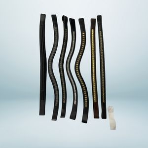 ACCESSOIRE DE BRIDLE ÉQUESTRE ÉLÉGANTE-BANDE COURBE EN CUIR AVEC GOUJON ET PIERRES - Product Image 1
