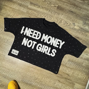 Camiseta Negra para Hombre Rich Soul, 'I Need Money Not Girls', Manga Corta, Cuello Redondo, Estilo Urbano, Informal, Tejido Jersey, Corte Regular, 100% Algodón - Product Image 5