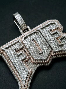 Geometric 925 Silver Pendant Minimalist Charm Everyday Wear Pendant Hip Hop Iced Out Pendant Custom <b>Name</b> Letter Pendant For Men - Product Image 5