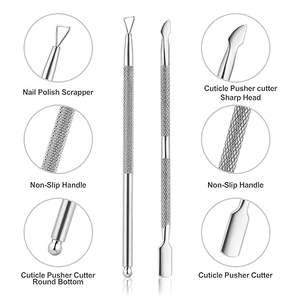 Pousse-cuticules double embout, double tête, bord de précision, poignée ergonomique antidérapante - Product Image 2