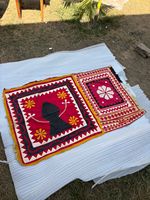 Panneau mural décoratif en tissu indien traditionnel bohème multicolore, fait main, vintage, patchwork, brodé, en coton