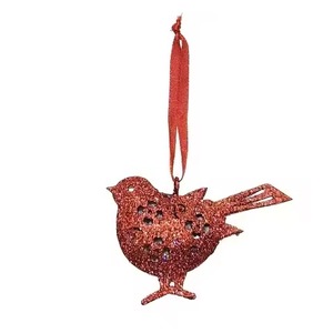 Adorno Colgante de Pájaro Rojo con Brillantina, Decoración Metálica para Árbol de Navidad, para Fiestas, Decoración del Hogar, Regalo, Adornos Colgantes - Product Image 1