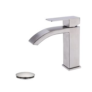 Rubinetto Monocomando a Cascata per Lavabo Bagno con Scarico a Scomparsa e Troppopieno - Product Image 1