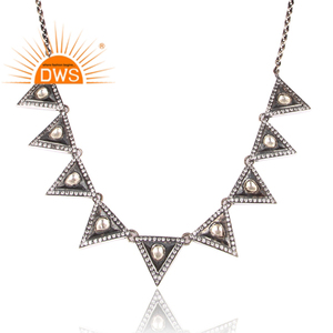 Zircon cubique cristal Quartz ensemble oxydé en argent Sterling ethnique Boho collier bijoux Collection classique - Product Image 4