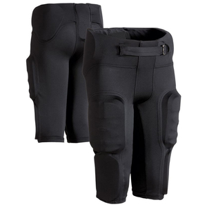 Black <b>Padded</b> Football Pants Belt Closure Athletic Sportswear Breathable Adult Football Practice Gear Mens Performance Wear black - Product Image 2