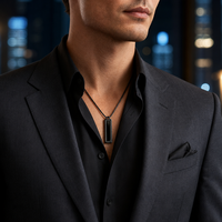Collier pendentif en céramique noire polie sur mesure en gros pour hommes et femmes