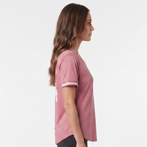 Women's V-Neck Baseball Jersey Sporty Printed Women's Baseball Jersey Summer Wear Women's Baseball Tee <b>Shirt</b> - Product Image 3