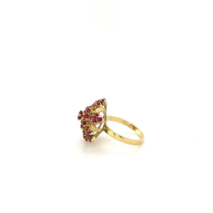 Bague pour femme en alliage plaqué or 18 carats avec grappe de fleurs en diamant, sertie pavé, style vintage, bijoux de fiançailles et de mariage, pierre de naissance d'octobre - Product Image 2