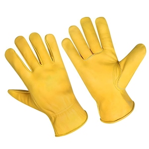 Premium Quality Heavy-Duty <b>Driver</b> <b>Gloves</b> Soft Comfortable Cowhide Grain Leather Safety <b>Gloves</b> for Gardening Abrasion Resistant - Product Image 1