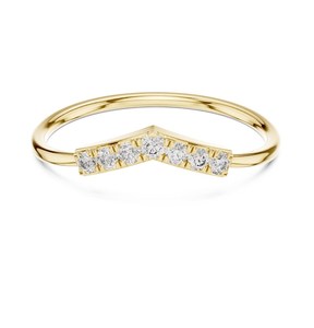 Anillo creativo de moissanita con corte redondo en forma de V, plata 925, chapado en oro amarillo original para mujer, regalo de joyería para parejas - Product Image 3