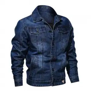 Veste en jean robuste et vieilli pour homme, conçue pour un style streetwear audacieux, parfaite pour les tenues tendance et confortables - Product Image 3