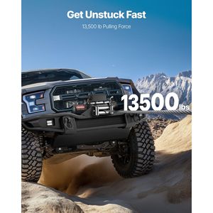 Treuil électrique pour camion 12V DC avec capacité de charge de 13 500 lb, câble en acier de 3/8 x 80 pi, télécommande sans fil ou filaire - Product Image 2