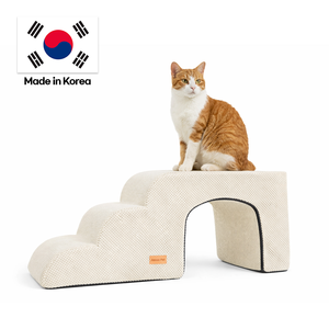 [AllmioPet] Escaleras para Mascotas de 3 Peldaños Estilo Cueva 3 en 1, Escalera Suave y Cómoda para Perros y Gatos, Color Marfil, para Uso en Interiores del Hogar - Product Image 1