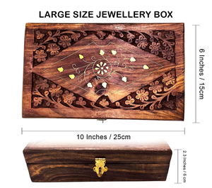 Boîte à bijoux en bois avec incrustation de motifs floraux, faite à la main, pour la table de maquillage, décoration de la maison, aux prix les plus bas - Product Image 3