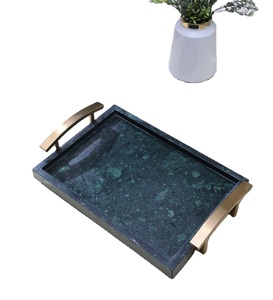 Plateau de service en marbre gris de luxe, nouveaux plateaux de Table d'hôtel de maison, plateau de service en marbre durable de haute qualité avec poignée - Product Image 1