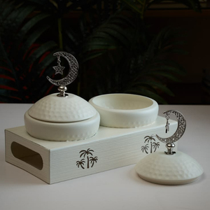 Plat de service moderne en métal pour dattes, noix et fruits secs – Organisateur de table pour la maison et le Ramadan – Bols porte-dattes - Product Image 6