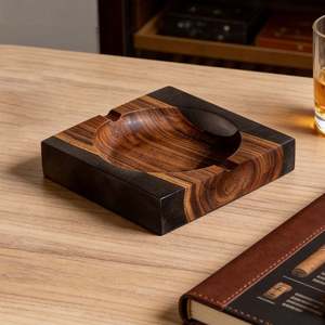 Premium Quality Handcrafted Wood Resin Classic Square Ashtray for Cigar Smoking Home Office & Bar Use - Product Image 4