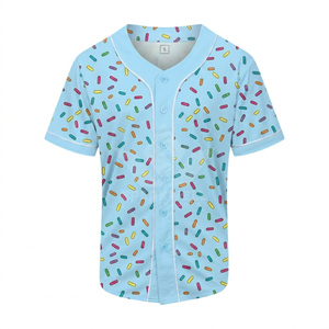 เสื้อเบสบอลพิมพ์ลายสีชมพูแบบกำหนดเอง สำหรับผู้ใหญ่ แขนสั้น ติดกระดุมด้านหน้า ระบายอากาศได้ดี แห้งเร็ว ชุดทีม - Product Image 2