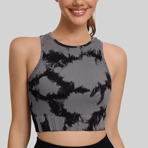 Top Deportivo Corto de Yoga para Mujer, Elástico en 4 Direcciones, Tie-Dye, Spandex, para Pilates, Fitness, Sólido, Ligero, Transpirable, Sin Costuras, para Chicas - Product Image 5