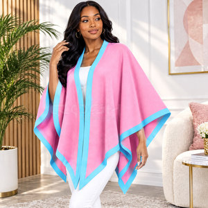 Chal de Cachemira Cosh International Sorority Sisterhood, Transpirable, con Ribete Rosa y Azul, Suéter de Lana, Poncho de Cachemira, Cárdigan - Product Image 3