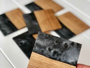Stylish Handmade Epoxy Resin Square & Round Tea <b>Coffee</b> Coaster Set with Holder | Gloss Finish Heat Safe Decor - Product Image 5