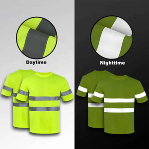 Camiseta de Seguridad de Alta Visibilidad para Hombre, Calidad Premium, ANSI Clase 1 EN ISO 20471 Clase 2, Franjas Reflectantes Amarillas con LED Intermitente, Manga Corta - Product Image 3
