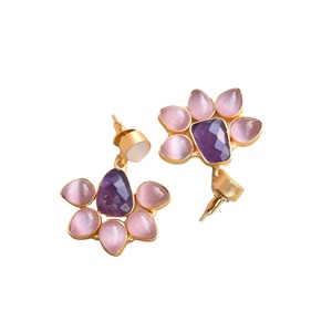 Pendientes Colgantes de Latón de Moda, Diseño de Piedra Natural en Bruto para Exportación, Latón Chapado en Rodio, Diseño Boho Chic, Lotes de Moda al por Mayor - Product Image 3