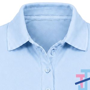 Polo Azul Claro con Logotipo JJ Bordado para Mujer, Manga Corta, Cuello con Botones, Uniforme Ligero para Equipo - Product Image 2