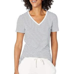 T-shirt pour femme, moderne, écologique, été, col en V, design uni, logo personnalisé, tissu en coton doux et léger, style décontracté - Product Image 5