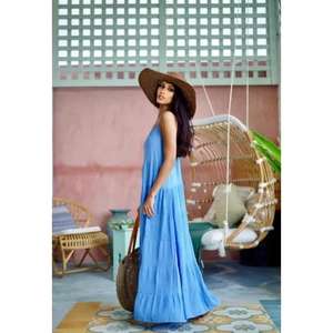 Robe élégante de plage pour femmes, de haute qualité, design moderne, col en V, sans manches, dos nu, faite à la main, 100% coton, longueur genou - Product Image 2