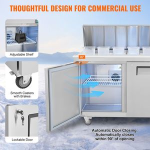 12.9 Cu. Tavolo refrigerato professionale in acciaio inox per preparazione insalate con 18 vasche e stazione di preparazione alimenti - Product Image 6