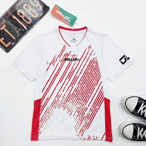 Super 4Way <b>Stretch</b> <b>Men's</b> O-Neck Pickleball Badminton T-<b>Shirt</b> Comfortable Simple White Bank Pattern Short Style <b>Men's</b> T-<b>Shirts</b> - Product Image 5